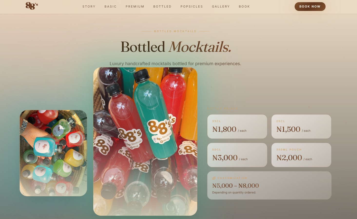 88's Mocktails website built by FAWZ Digital